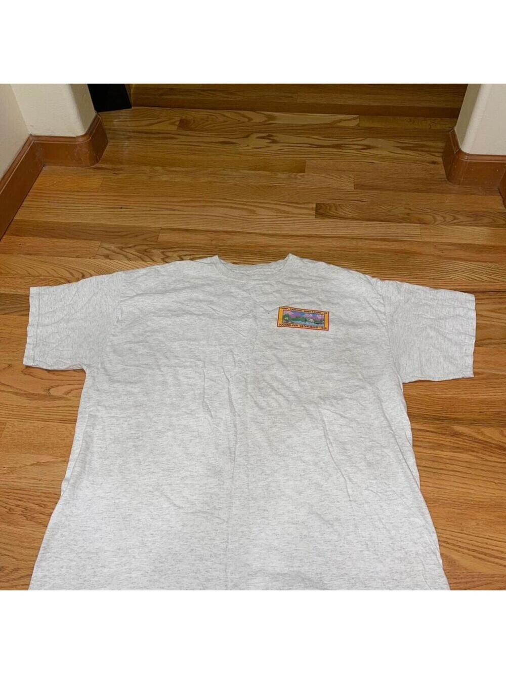 Men's Grey and orange vintage 90s streetwear tee streetwear L LARGE